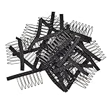 30Pcs Wig Combs for Making Wig Caps, 7-teeth Steel Teeth with Cloth Wig Caps for Hairpiece Caps Kit Tools (Black)