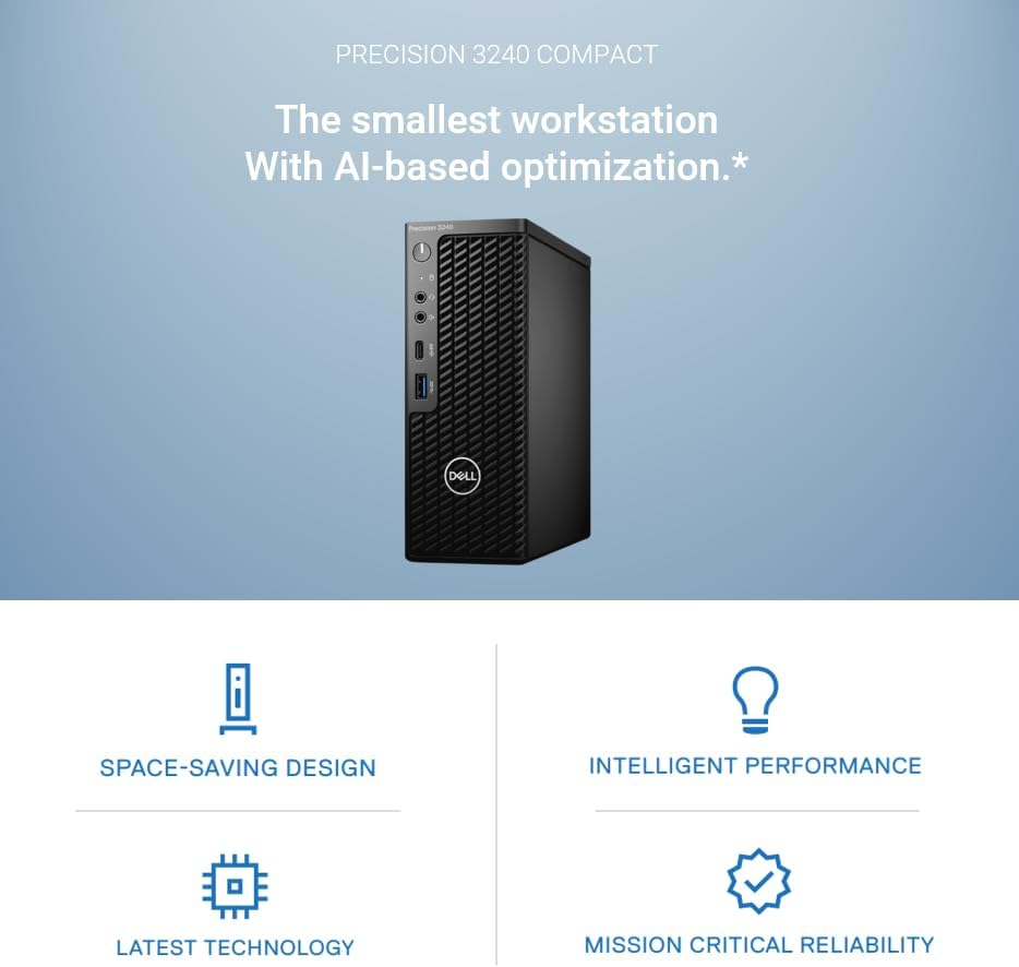 Miniatura 2 de Dell Precision 3000 Series T3240 - Estación de trabajo compacta, Intel Xeon W-1250, 16 GB de RAM, SSD PCIe de 1 TB, puertos de pantalla, RJ-45, sin