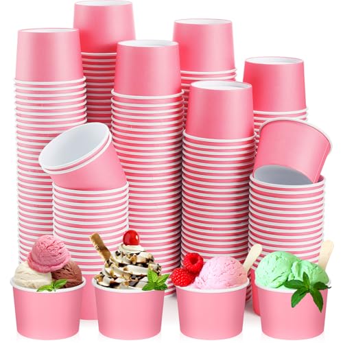 Nuenen 300 Pcs Disposable Ice Cream Cups Bulk 8 oz, Pink