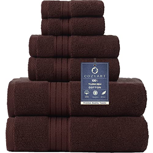 Cozyart Rust Brown Bath Towels Set For Bathroom Soft Absorbent Durable 650 Gsm Turkish Cotton Towel Set Of 6, 2 Bath Towels, 2 Hand Towels, 2 Washclothes #TOP17