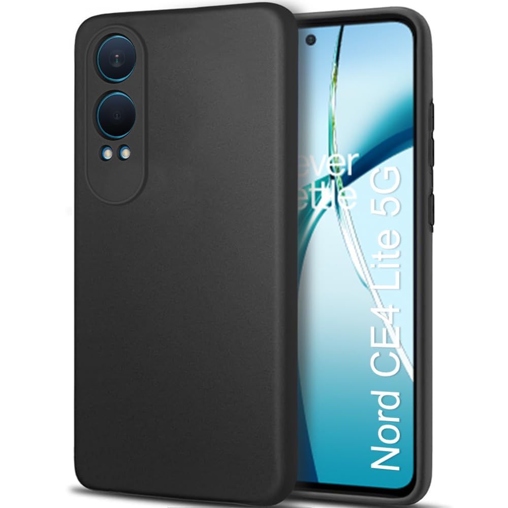 Zubitech OnePlus Nord CE 4 Lite 5G Case Cover Slim Fit Protective Design Ultra Matte Finish Camera Protection Bump Soft Silicone TPU Back Cover for OnePlus Nord CE 4 Lite (Black)