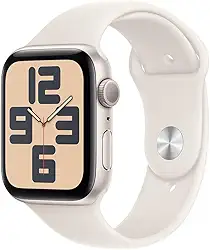 Apple Watch SE GPS • Caixa estelar de alumínio – 44 mm • Pulseira esportiva estelar – M/G