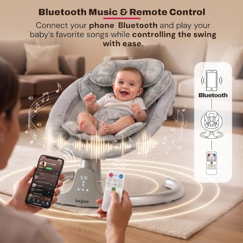 Image of Baybee Lullabies Electric Baby Cradle and Swing | Baby Swing Jhula with Adjustable Swings Speed & Recline | Rocker for Babies with Mosquito Net, Safety Belt & Music Cradle for New Born Baby (Grey)