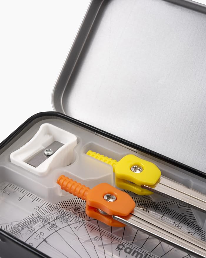 Image of Camel Scholar Geometry Box - Premium 12-Piece Technical Drawing Set in Sturdy Metal Case for School & Professional Use