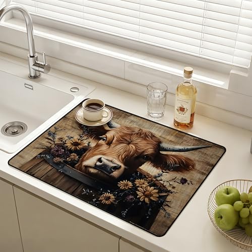 Image of Stove Top Cover for Electric Stoves: All-in-One Heat-Resistant Protector Mat, Non-Slip Kitchen Counter Mat Cow Pattern 28''x20''