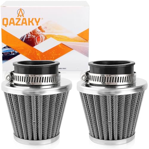 QAZAKY 2 Pcs Air Filter Cleaner 57mm 58mm 59mm 60mm Compatible with 50cc-90cc 110cc 125cc 150cc 200cc 250cc GY6 Motorcycle ATV Scooter Quad Go Kart Moped Pit Dirt Racing Bike Suzuki Baja 2.36inch