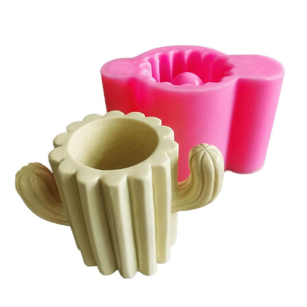 Moule en silicone géométrique 3D cactus pour pot de fleurs et gypse