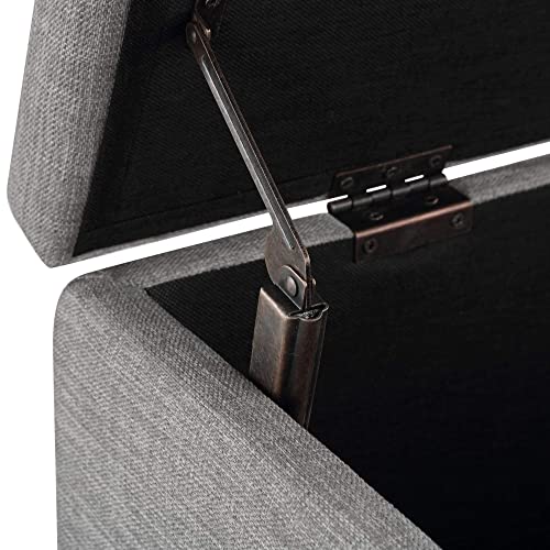 Image of Amazon Basics Upholstered Storage Ottoman Bench with Soft Close Lid for Entryway, Living Room, Bedroom, Child-Safety Hinge, 35.5 inchW x 16.5 inchD x 17 inchH, Light Gray, No Assembly Required