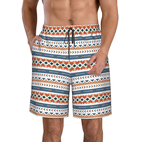 ONVOWO Colorful Stripes Bohemian Mandala Hippie Aesthetic Design Gift Mens Swim Trunks Quick Dry Swimwear Pockets Swim Shorts-XXL White3