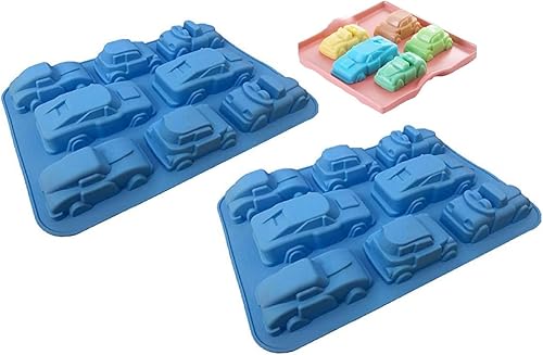 Molde de silicona para automóvil, moldes para hornear para fiestas temáticas de cumpleaños, tazas de magdalenas, cubitos de hielo, jabón, obleas,