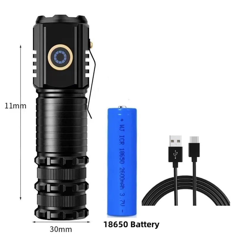3 F350 Mini latarka LED Potężny akumulator typu C 18350 Latarka akumulatorowa SST20 Lampa 2000 lm z magnesem na ogonie Latarnia taktyczna(Long With Battery)