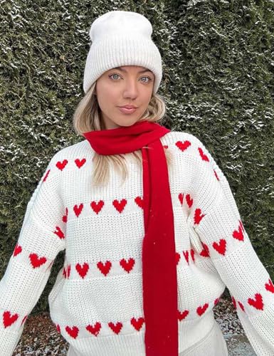 Image of Yimoon Valentine Heart Sweater for Women Cute Long Sleeve Crewneck Chunky Knitted Pullover Sweaters