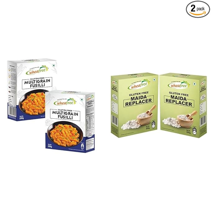 Wheafree Gluten Free Multigrain Fusilli - Pack of 2 (250g Each) & Wheafree Gluten Free Maida Replacer Flour | Pack of 2 x 500g Each | All Purpose Flour and Wholesome Ingredients