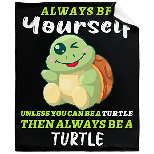 ARTBLANKET Then Always Be A Turtle Throw Blanket Fannel Fleece Super Soft Funny Blanket Travel Throw Blanket for Bed Couch Sofa 60x50 in for Teen Car