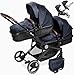 babyGO Passeggino gemellare 3 in 1 per gemelli, passeggino gemellare, per 2 bambini, con molti accessori, colore: grigio antracite melange-senza navicella immagine