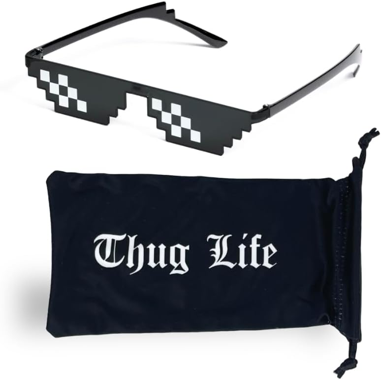 CLOUT WEARCLOUT WEAR Thug Life Glasses Deal With It MLG Pixel Sunglasses Meme Cool Style Y2K