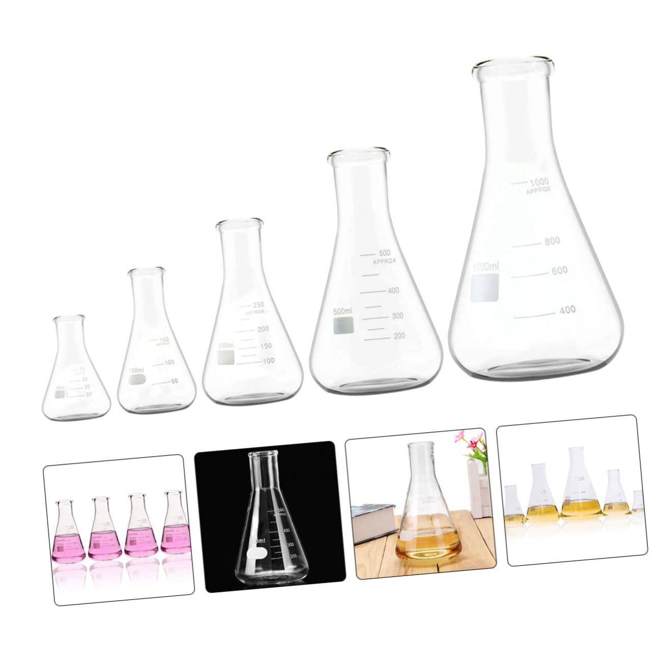 Matraccio Conico 5 Pezzi in Vetro, 50ml Fondo Piatto