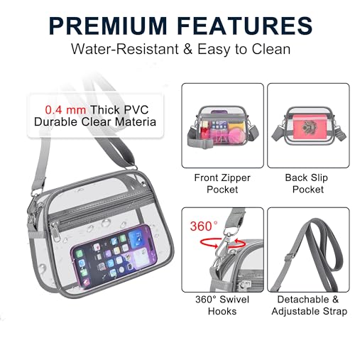 Image of Oraben Clear Bag for Stadium Events Clear Purse Stadium Bag Satchel Handbags for Sports Events Concerts Festivals | Stadium Approved