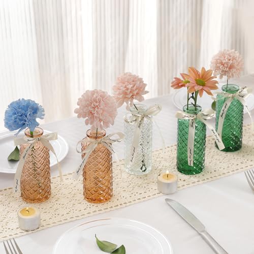 Sojock Amber Glass Bud Vases Set Of 12(Flowers Not Included),Small Bud Vases In Bulk,Mini Bud Vases,Vintage Vases For Centrepieces,Small Vases For Wedding Decoration,Home Table Flower Decoration thumb #4