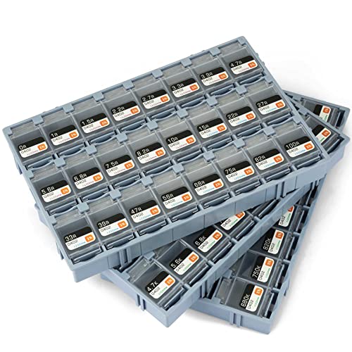 Guanruixin 0402 SMD Resistor Assortment Kit,Resistor Pack of 7200 Pieces 72 Values(Each Value 100 Pcs)±1% Tolerance (0 Ohm-10 Mega Ohm) Thick Film Chip Resistor Kit Rohs Compliant