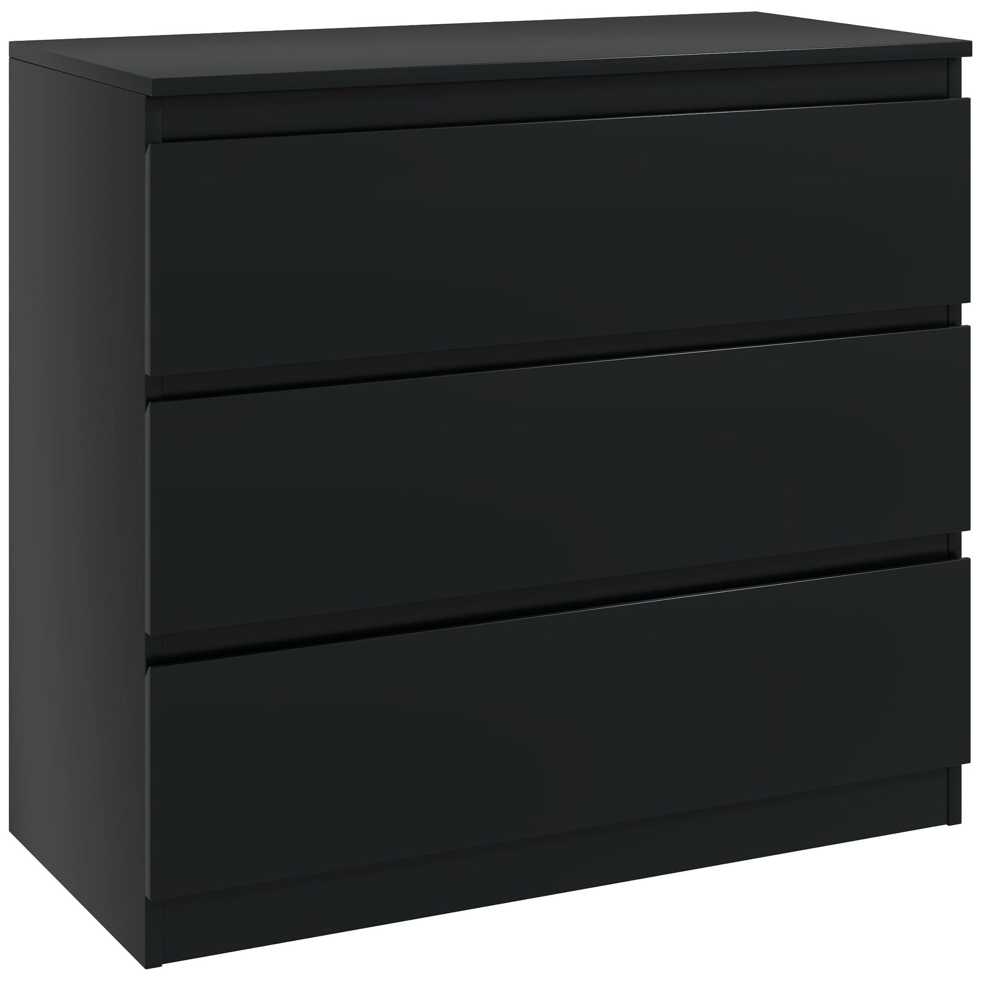 HOMCOM Chest of Drawers, 3-Drawer Storage Organiser Unit for Bedroom, Living Room, 80 x 39 x 73cm, Black