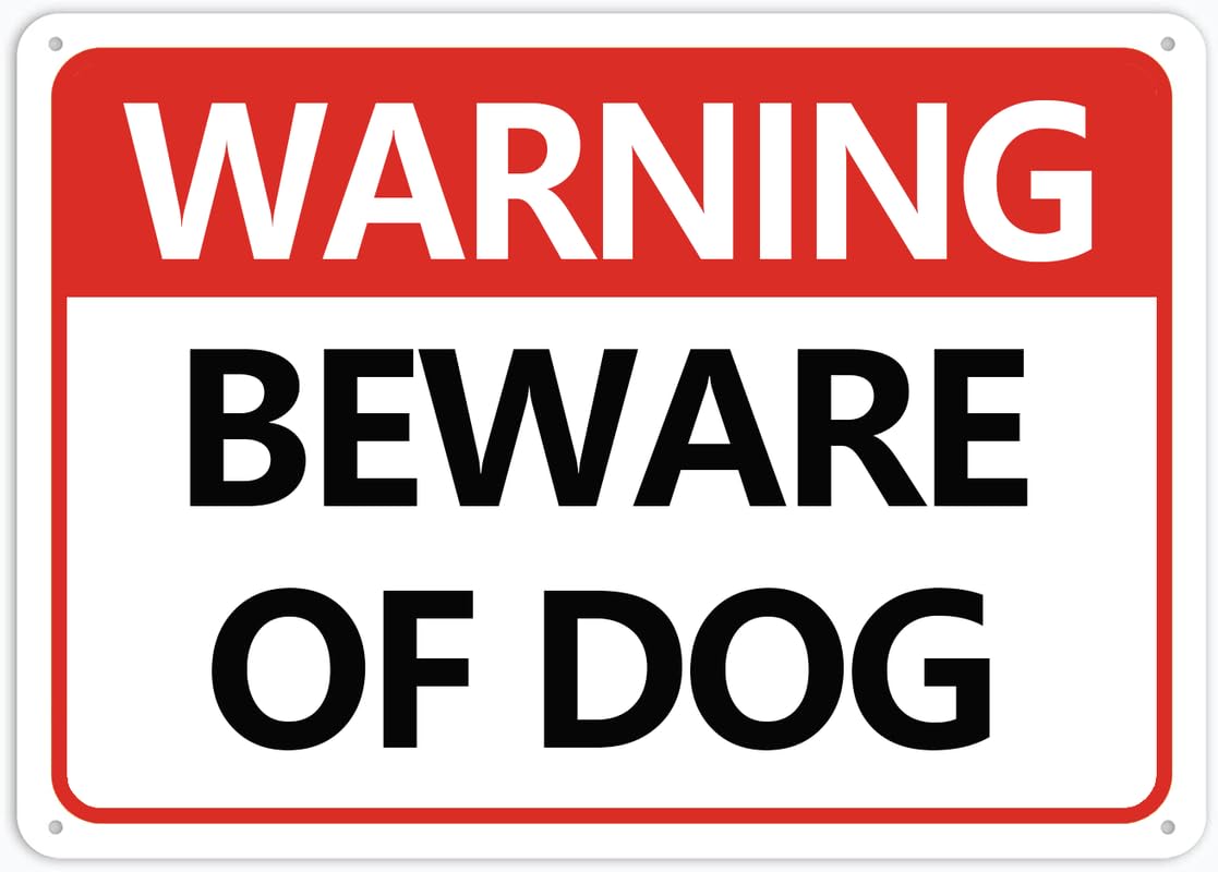 Warning Beware Of Dog Aluminum Metal Sign 8x12 inch Rust-Free UV Printed 4 Pre-Drilled Holes Durable Weatherproof For Business Use