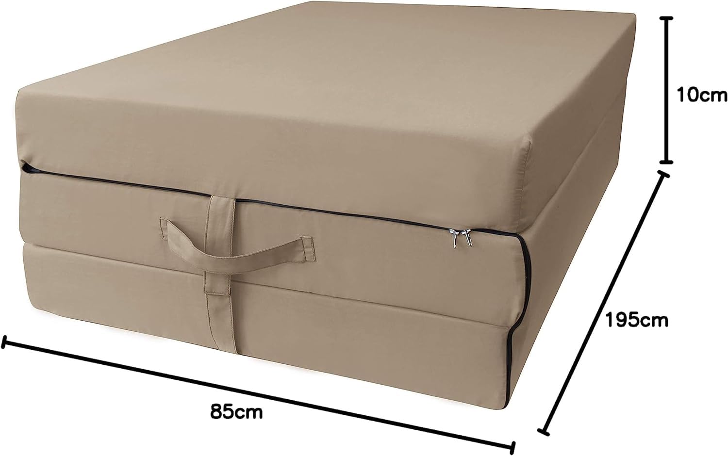 Herlag Materasso Pieghevole Senior (Colore Beige, Dimensioni 195 x 85 x 10 cm, Materasso Pieghevole, Rivestimento Lavabile) P05010-2072