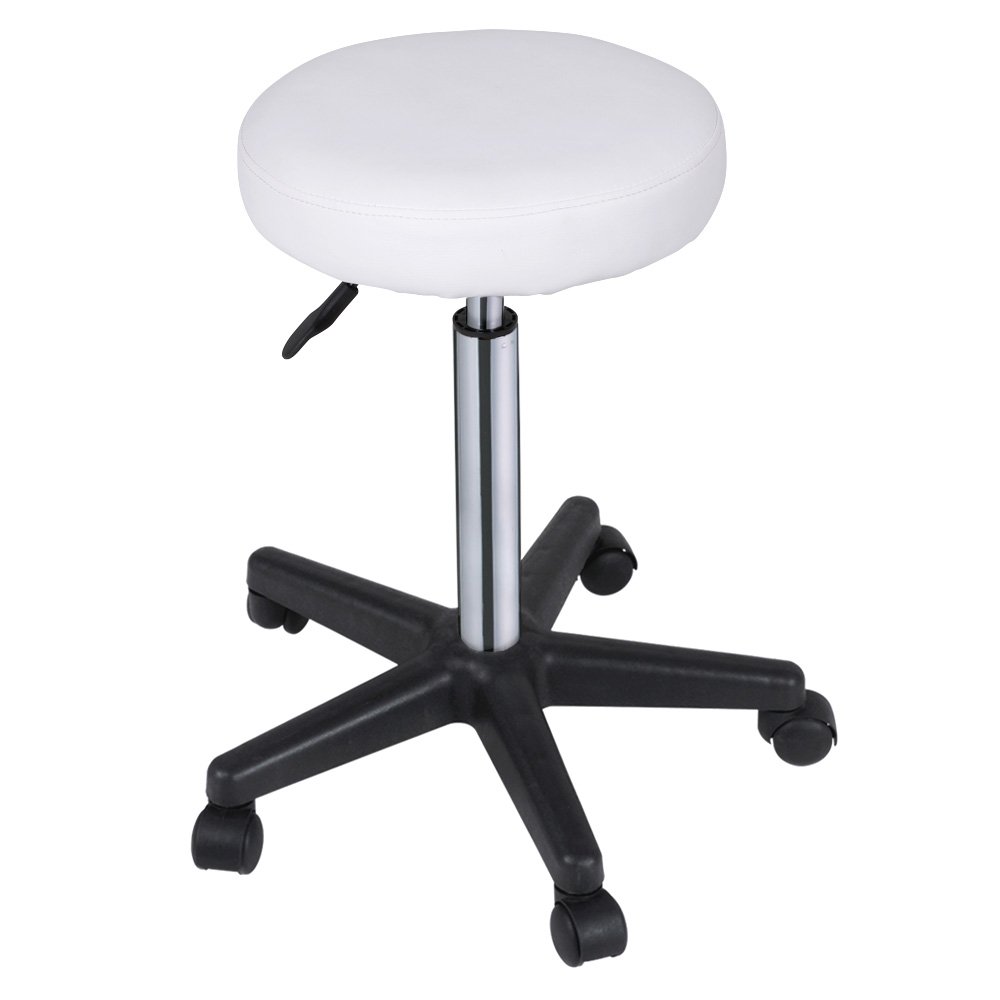 MIADOMODO Sgabelli Regolabili con Ruote Colore Bianco Set da 1