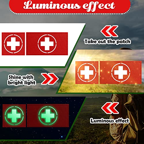 4 Pieces Glow In Dark Cross Patch Military Hook And Loop Badge Cross Patches Cross Pattern Patches Molle Patches Decorative Applique Patches For Backpack Bag Hat Clothes Jackets Uniform, 2 Size #TOP3