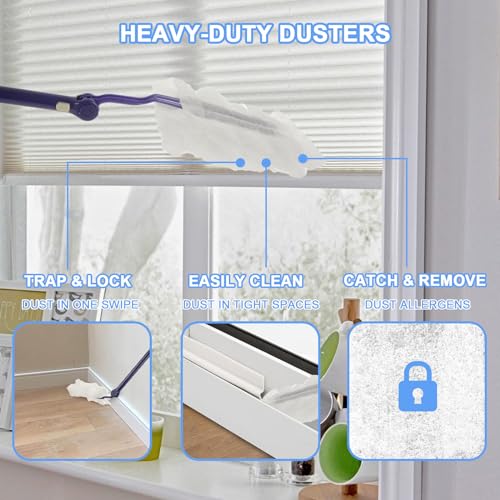 Image of JMIATRY 100PCS Disposable Duster Refills for Swiffer Heavy Duty Duster Refills 180 Duster Refill Bulk Duster Pads with Extendable Handle Disposable Dusters for Cleaning Home Office Blinds Ceiling