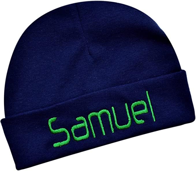 Funny Girl Designs Personalized Baby Boy Hat - Navy Blue - Embroidered with Name
