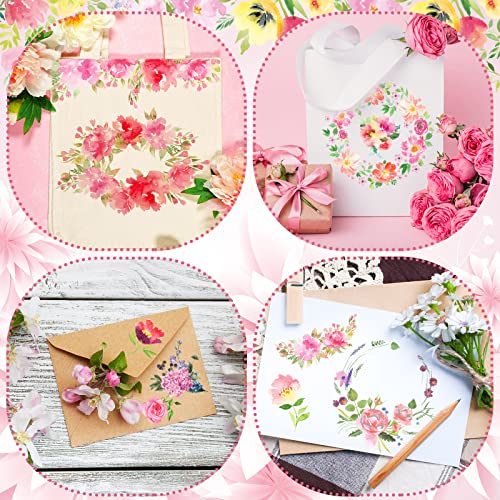 24 Sheets Rub On Transfers Flower Decor Stickers For Furniture Plant Scrapbook Stickers Vintage Waterproof Iron On Transfers Decals For Diy Crafts Wood Furniture Decor, 5.9 X 5.9 Inch (Floral) #TOP6