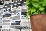 Mosaico de azulejos traslúcidos composit de acero inoxidable plateado gris negro rectangular mosaico cristal Artificial piedra acero EP negro MOS87-58X_m