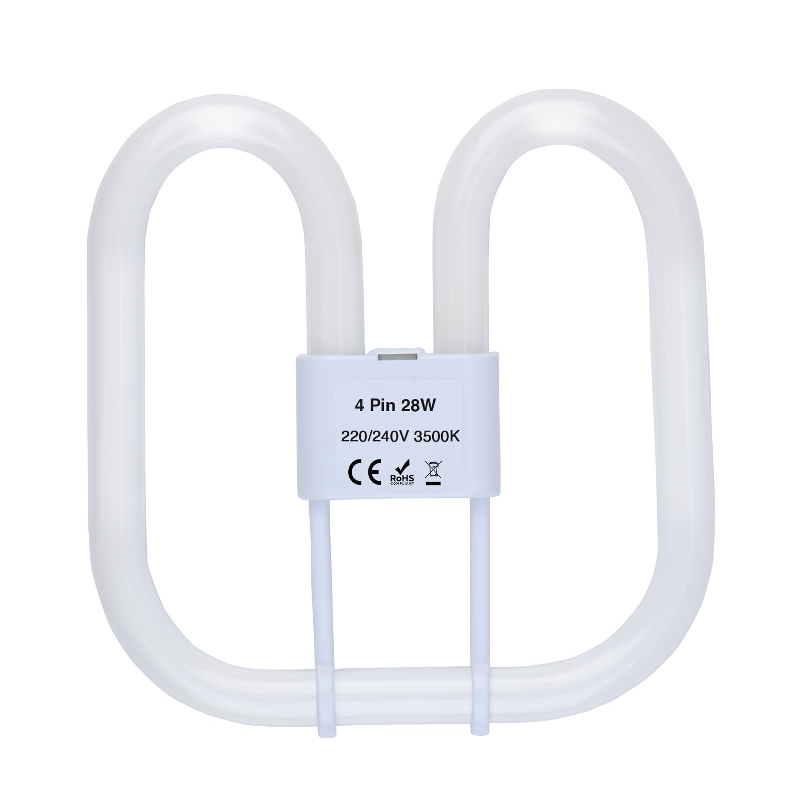 B4U GR10q 4 Pin 28W Bathroom Light Bulb, 4 Pin Compact Fluorescent CFL Low Energy Light Bulb 28W, 2D Flat Butterfly Bulb for Flush Ceiling Light, Warm White 3500K