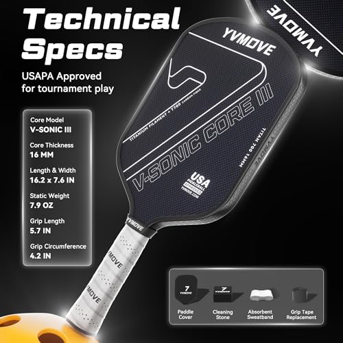 Image of Pickleball Paddles | USAPA Approved | Raw Carbon Fiber Face | Max Control & Effortless Power | 16MM Core Anti-Shock | Intermediates to Pros