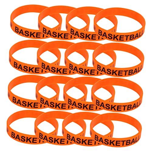 MOBUTOFU 50stücke Pack Elastische Silikon Basketball Gedruckt Armbänder Sportmode Kleidung Zubehör Handgelenksbänder Für Fitnessstudio Party Mannschaftstraining
