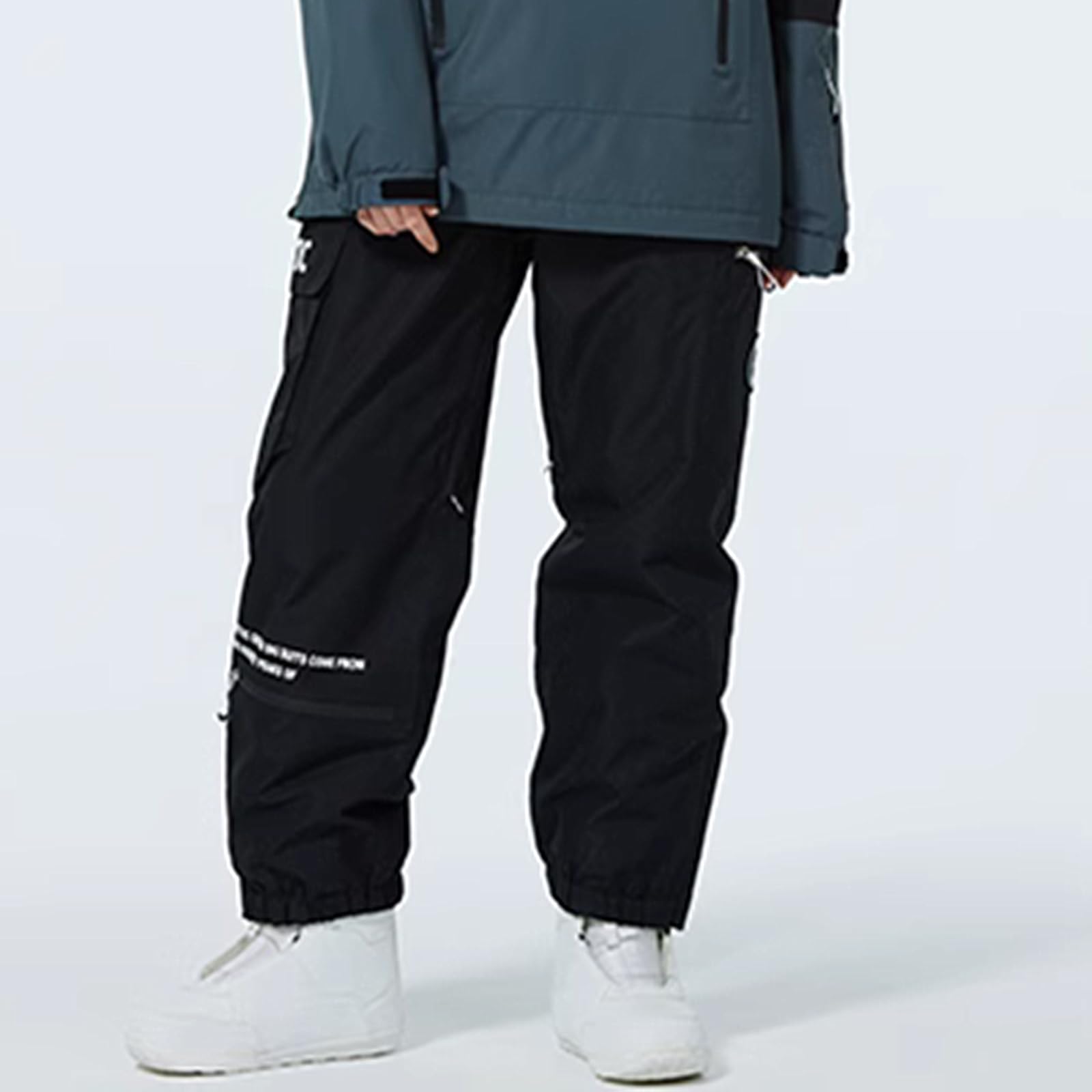 Generisch Schneehose Damen Winter Wasserdicht Gummizug Atmungsaktiv Skihose Damen Herren Baggy Warm Snowboardhose Damen Herren High Waist Weit Outdoor Skihosen Lang Ski Hosen für Männer Frauen