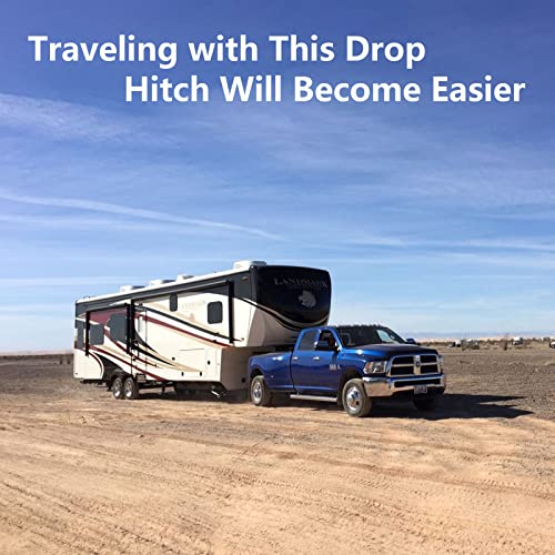 Tlvuvmo Adjustable Trailer Hitch - 8 Inch Drop Hitch Ball Mount For 2 Inch Receiver, 12,500 Gtw, 2" And 2-5/16" Stainless Steel Tow Balls, Aluminum Tow Hitch With Double Anti-Theft Pins Locks #TOP5