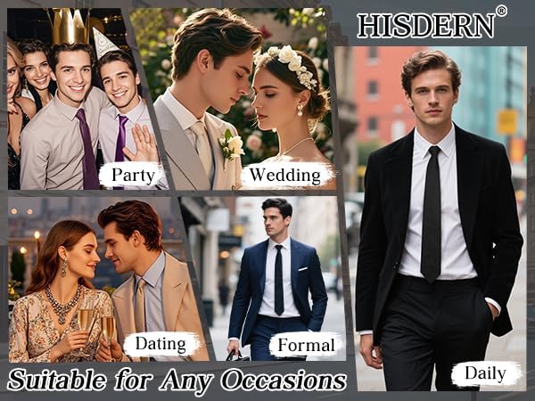 HISDERN Men Floral Ties Woven Classic 3.4" Necktie Set Formal Tie Pocket Square for Wedding with Handkerchief Gift Box - Image 6