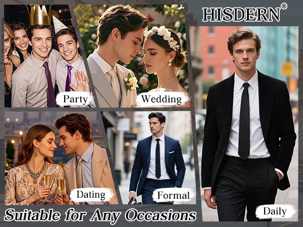 Image of HISDERN Men Floral Ties Woven Classic 3.4 inch Necktie Set Formal Tie Pocket Square for Wedding with Handkerchief Gift Box