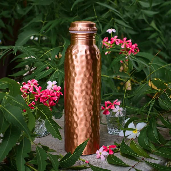 Bouteille Eau Cuivre Pur 500 Ml - Anti-Fuite, Large Goulot - Fabriquée Inde
