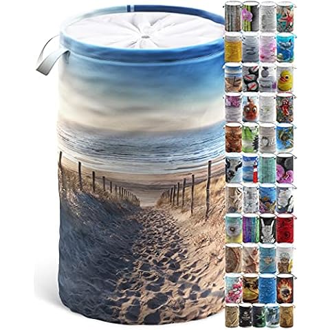 SANILO® Wäschekorb faltbar, stabiler runder Wäschesammler 60 Liter Cover