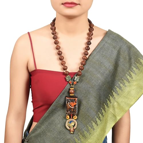 Image of AAKRITI ART CREATIONS Handcrafted Tribal & Brass Necklace Collection | Floral, Leaf & Elephant-Inspired Artisan Jewelry | Dhokra, Glass & Ethnic Statement Necklaces for Women