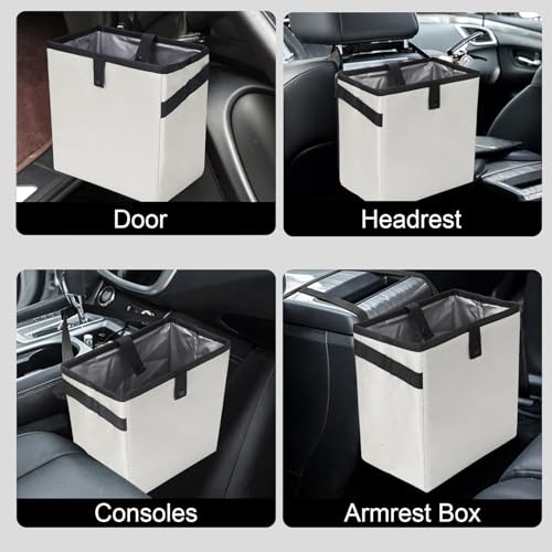 Image of Homelove Car Trash Can, Leak-Proof Waterproof Trash Bin Collapsible Portable Auto Garbage Bag Large Capacity Trashcan Storage Bag Multipurpose Car Organizer Hanging (White)
