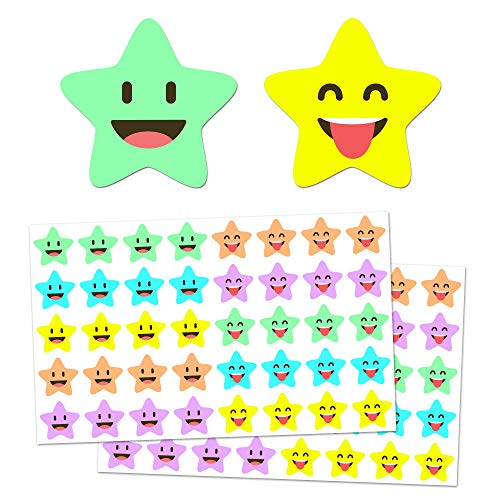 1000 Piezas, Feliz Pegatinas Recompensa Estrella - 2cm, 10 Diseños