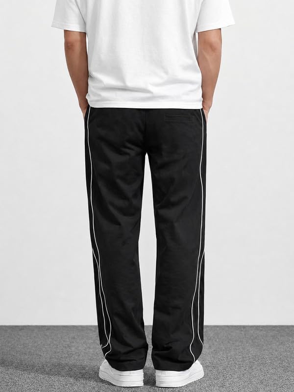 Image of CHKOKKO Men's Relaxed Track Pants for Gym Workout Running Casual Wear Sports Lower with Pockets Adjustable Drawstring Waist Lightweight Quick Dry Activewear Fitness
