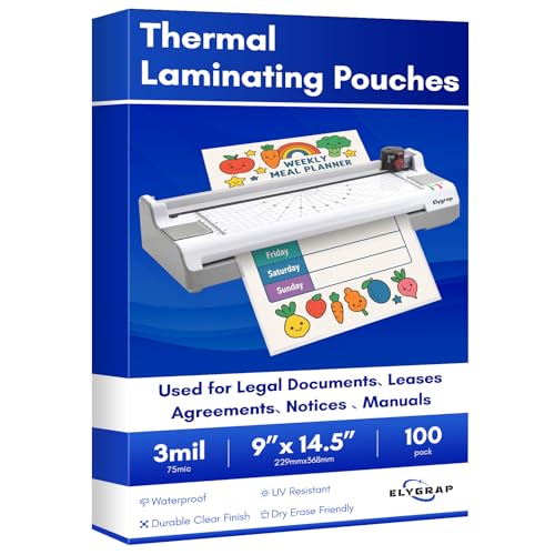 Elygrap 100 Pack Legal Size Laminating Sheets 8.5