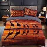 3D Ensemble de Literie: Colis comprend 3 pièces parure de lit 2 personnes Animaux Africains Réversibles - Inclut 1 housse de couette + 2 taies d'oreiller 65x65 cm ( non inclus l'oreiller, la couette) vous permettant d'avoir une belle parure de lit pour décorer votre chambre