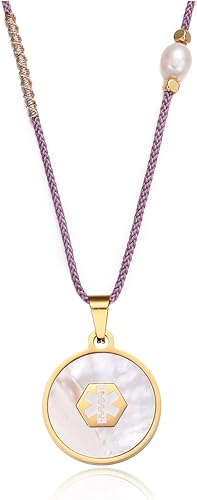 Miniatura 6 de Collar de alerta médica personalizado para mujeres y niñas, chapado en oro, joyería de identificación médica, grabado gratis, colgante de carcasa de