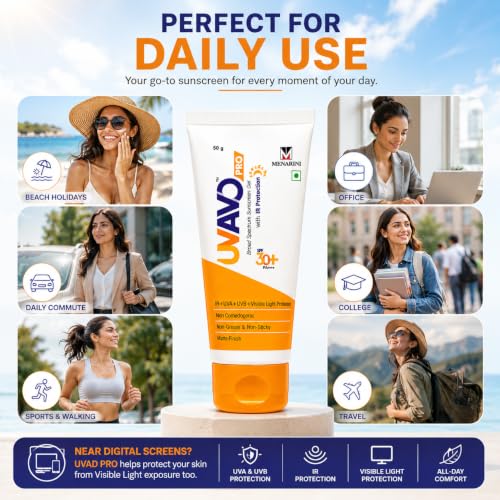Image of UV-AVO PRO SPF 30+ PA+++ Sunscreen Gel 50g | Broad Spectrum Sun Protection with IR, UVA, UVB & Visible Light Defense | Oil-Free Matte Finish | Non-Comedogenic | Lightweight Daily Sunscreen (SPF 30)